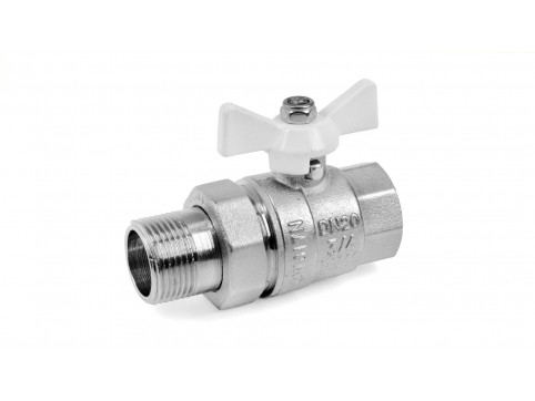 Кран с американкой 1/2"ВН VALTEC BASE белая бабочка VT.227.NW.04